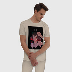 Пижама хлопковая мужская Чёрный клевер неро, цвет: миндальный — фото 2