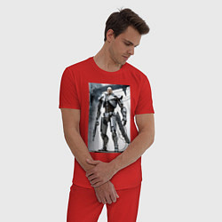 Пижама хлопковая мужская Ленин робот - киборг ai art, цвет: красный — фото 2