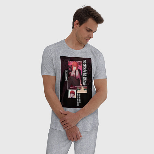 Мужская пижама Человек-бензопила Макима коллаж / Меланж – фото 3