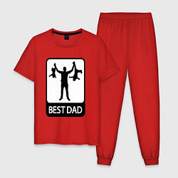 Пижама хлопковая мужская Best dad, цвет: красный