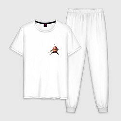 Пижама хлопковая мужская Маракуйя-ниндзя, цвет: белый