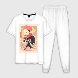 Пижама хлопковая мужская Магическая битва Сукуна Рёмэн арт, цвет: белый