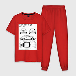 Пижама хлопковая мужская Машина Porsche, цвет: красный