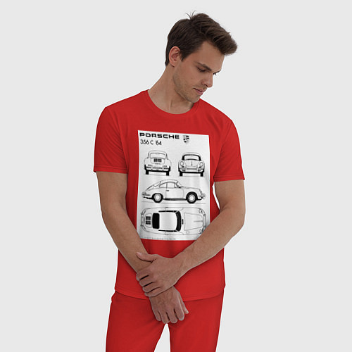 Мужская пижама Машина Porsche / Красный – фото 3