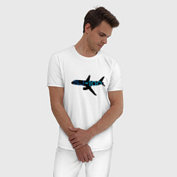 Пижама хлопковая мужская Черный облик Superjet-100 с цветным названием, цвет: белый — фото 2
