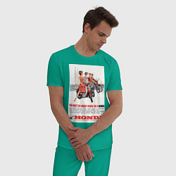 Пижама хлопковая мужская Honda мотоцикл, цвет: зеленый — фото 2