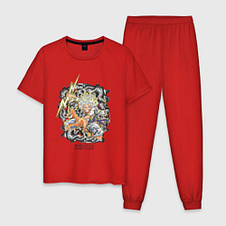Пижама хлопковая мужская One piece молния Moncey D Luffy, цвет: красный