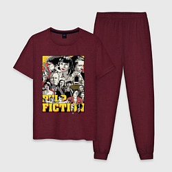 Пижама хлопковая мужская Pulp fiction - all stars, цвет: меланж-бордовый