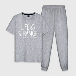 Пижама хлопковая мужская Life is strange double exposure logo, цвет: меланж