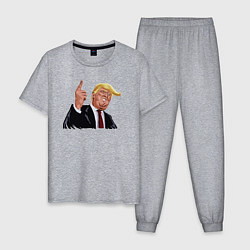 Пижама хлопковая мужская Речь Трампа, цвет: меланж