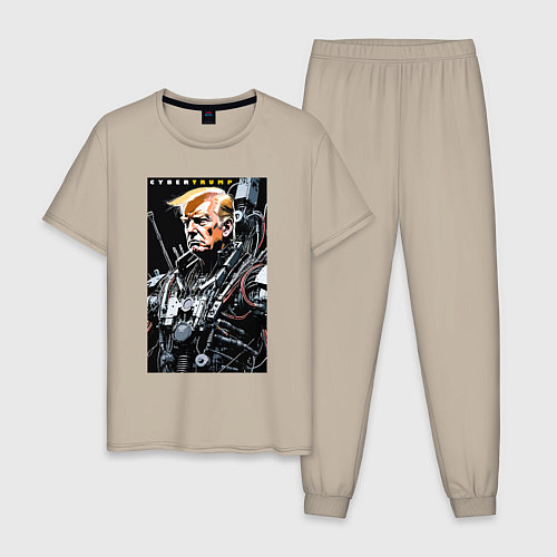 Мужская пижама Cyber Trump - ai art fantasy / Миндальный – фото 1