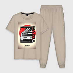 Пижама хлопковая мужская Mazda rx-7 автомобиль гоночный jdm, цвет: миндальный
