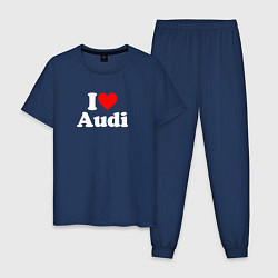 Пижама хлопковая мужская I love Audi, цвет: тёмно-синий