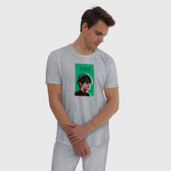 Пижама хлопковая мужская Техен зеленый, цвет: меланж — фото 2