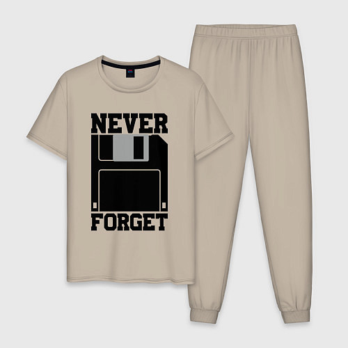Мужская пижама Дискета - никогда не забуду - ретро диск / Миндальный – фото 1