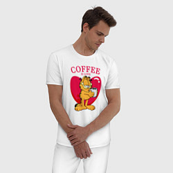 Пижама хлопковая мужская Coffee is love Гарфилд, цвет: белый — фото 2