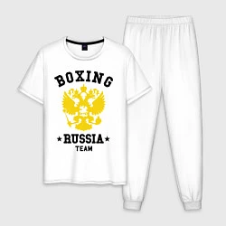 Пижама хлопковая мужская Boxing Russia Team, цвет: белый