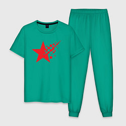 Пижама хлопковая мужская USSR pixel star, цвет: зеленый