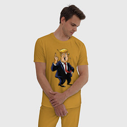 Пижама хлопковая мужская Злой Трамп, цвет: горчичный — фото 2