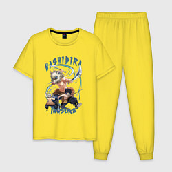 Пижама хлопковая мужская Клинок рассекающий демонов Hashibira Inosuke, цвет: желтый