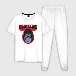 Пижама хлопковая мужская Gorillas MMA, цвет: белый