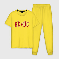 Пижама хлопковая мужская AC DC devil, цвет: желтый