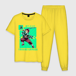 Пижама хлопковая мужская Герой клинок рассекающий демонов, цвет: желтый