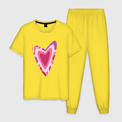 Пижама хлопковая мужская Стилизованное сердце без фона, цвет: желтый