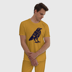 Пижама хлопковая мужская Ворон путешественник, цвет: горчичный — фото 2