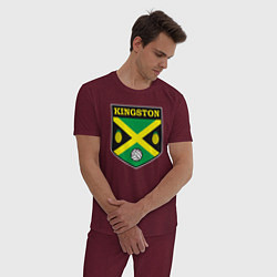 Пижама хлопковая мужская Kingston volleyball, цвет: меланж-бордовый — фото 2