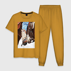 Пижама хлопковая мужская Western style, цвет: горчичный