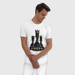 Пижама хлопковая мужская Chess master, цвет: белый — фото 2