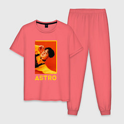 Пижама хлопковая мужская Astro ЧжинЧжин, цвет: коралловый