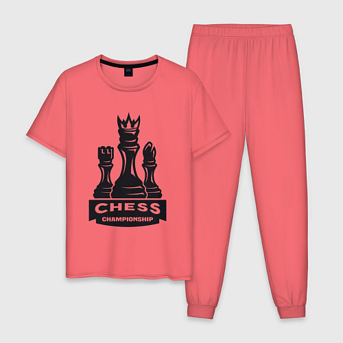 Мужская пижама Chess championship / Коралловый – фото 1