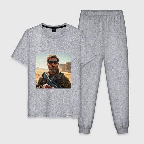 Мужская пижама Боец с винтовкой / Меланж – фото 1