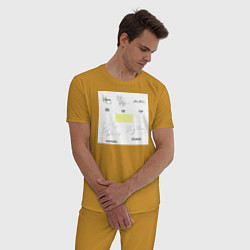 Пижама хлопковая мужская Big bang подписи участников, цвет: горчичный — фото 2