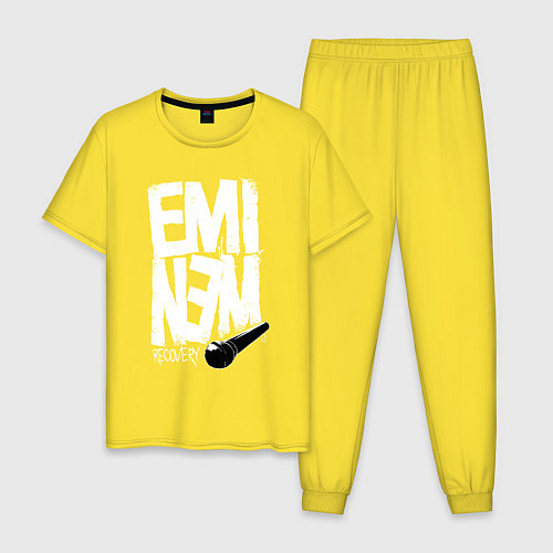 Мужская пижама Eminem - microphone / Желтый – фото 1