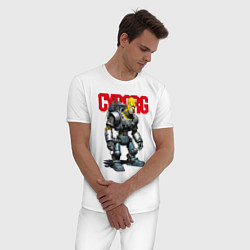 Пижама хлопковая мужская Cyborg Homer Simpson - ai art fantasy, цвет: белый — фото 2