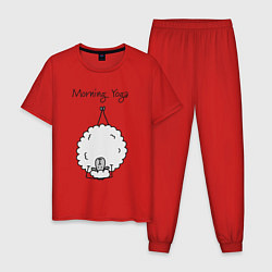 Пижама хлопковая мужская Овечка - йога, цвет: красный