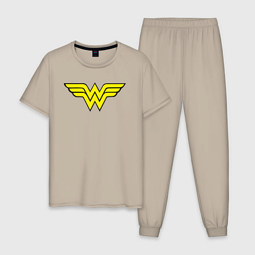 Мужская пижама Wonder woman logo / Миндальный – фото 1