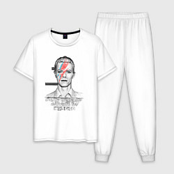 Пижама хлопковая мужская David Bowie police department rochester, цвет: белый