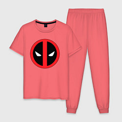Пижама хлопковая мужская Deadpool logo, цвет: коралловый