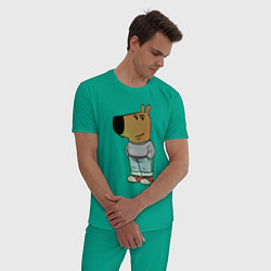 Пижама хлопковая мужская Чиловый парень, цвет: зеленый — фото 2