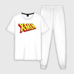Пижама хлопковая мужская Люди икс лого, цвет: белый