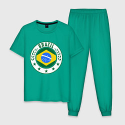 Пижама хлопковая мужская Brazil 2014, цвет: зеленый