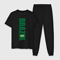 Пижама хлопковая мужская Brazil Football, цвет: черный