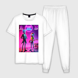Пижама хлопковая мужская Rick and Morty - neon fantasy, цвет: белый