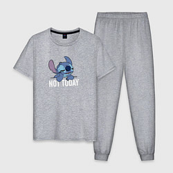 Пижама хлопковая мужская Not today Stitch, цвет: меланж