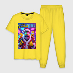 Пижама хлопковая мужская Simpsons new year - ai art fantasy, цвет: желтый