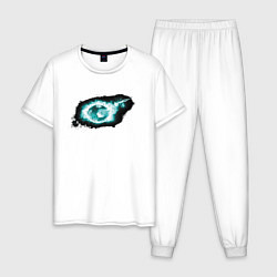 Пижама хлопковая мужская Горящий мяч, цвет: белый
